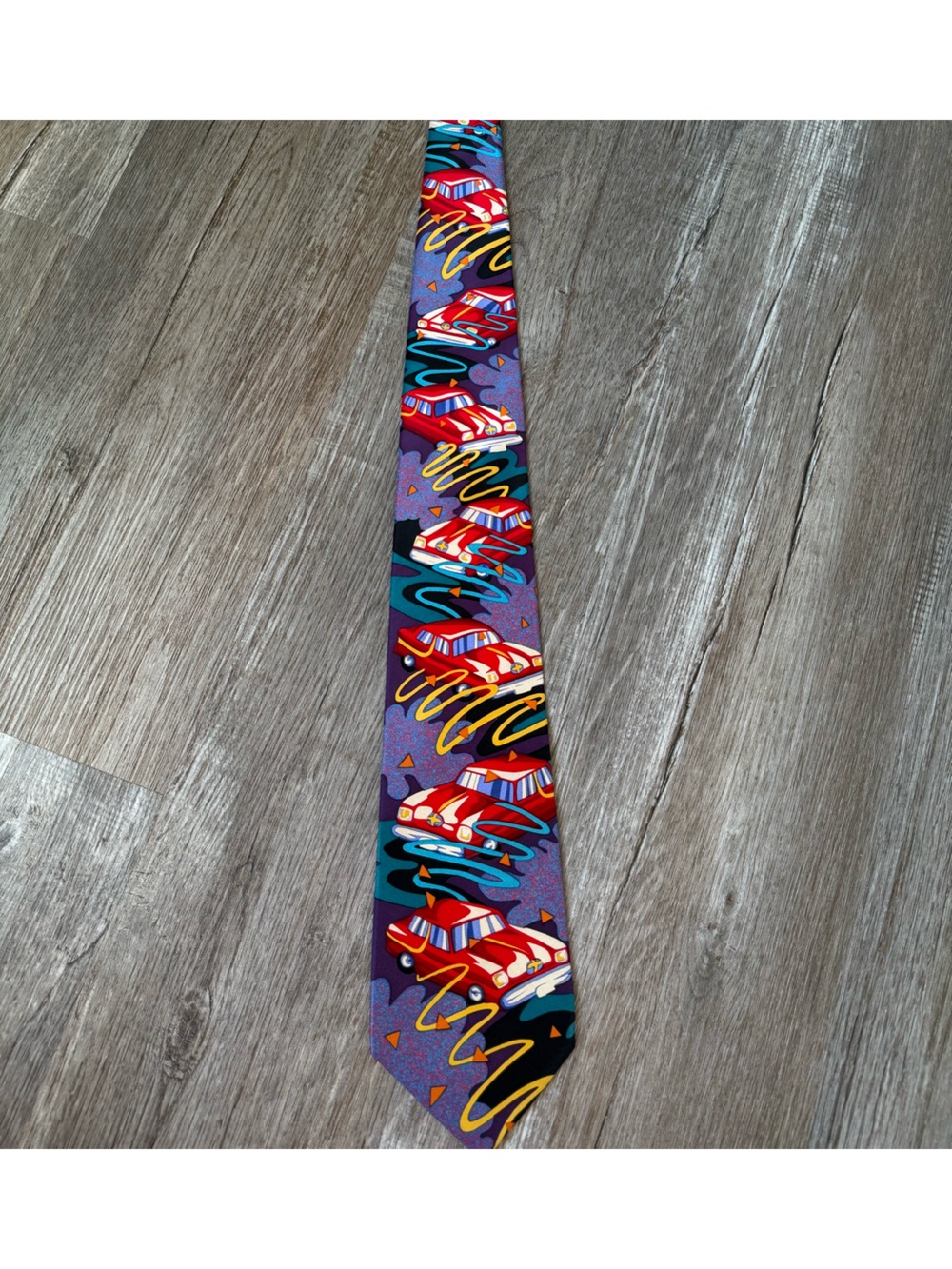 VTG The Beatles Drive My Car Purple Tie Multicolor Psychedelic Accents Retro Tie